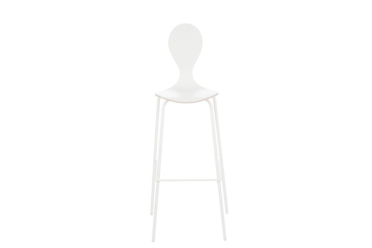 Scandinavian design bar stool, laminate, white