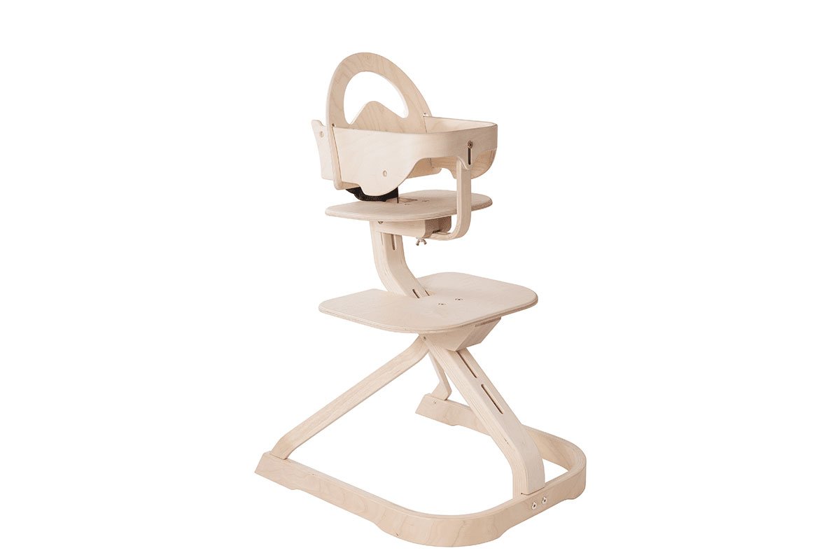 Contemporary plywood high chair from the birch, bleached