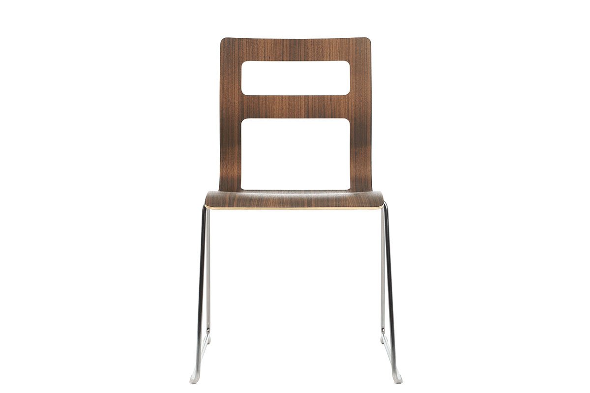 Contemporary plywood chair from the walnut, lacquered