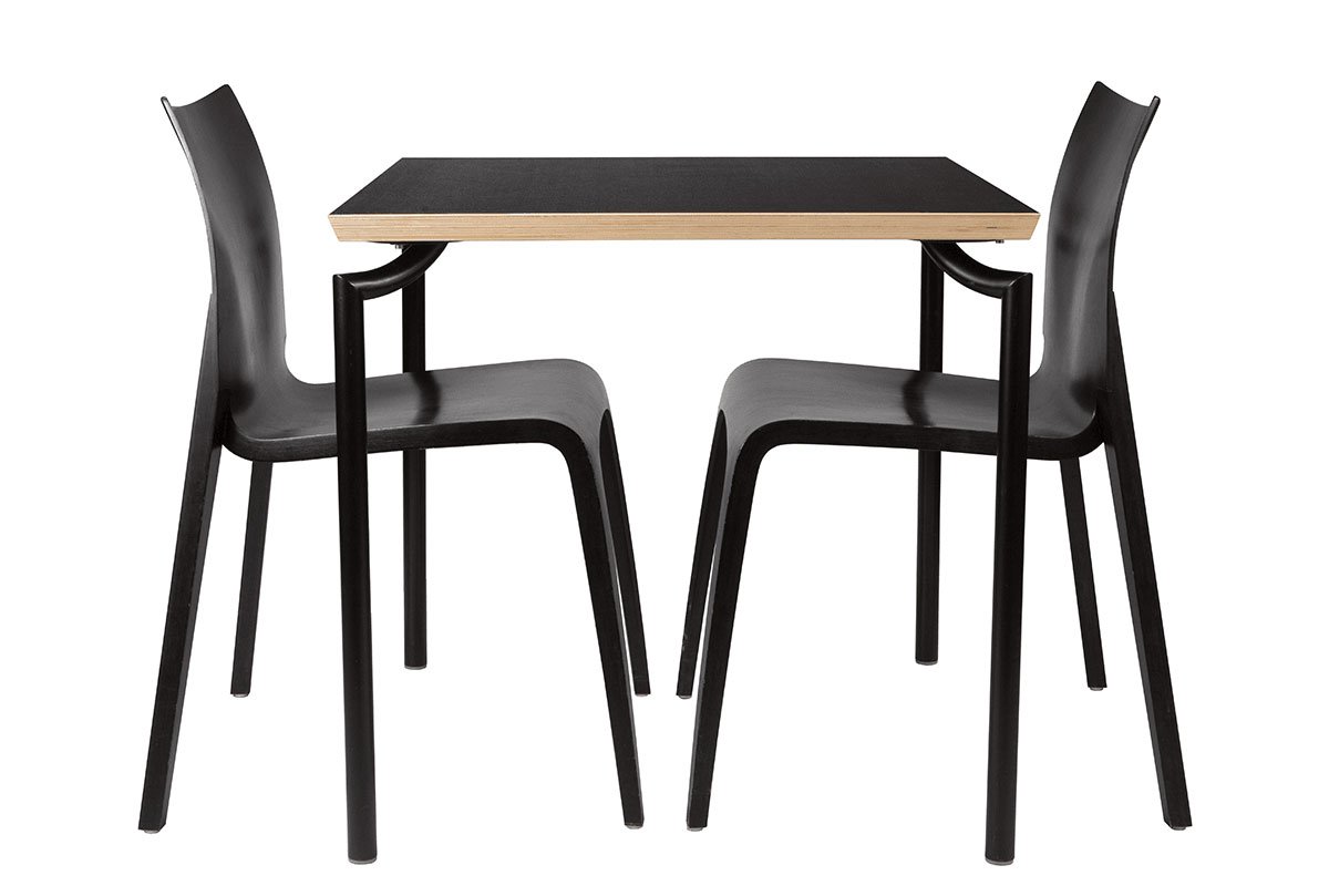 Contemporary plywood table, laminate, black