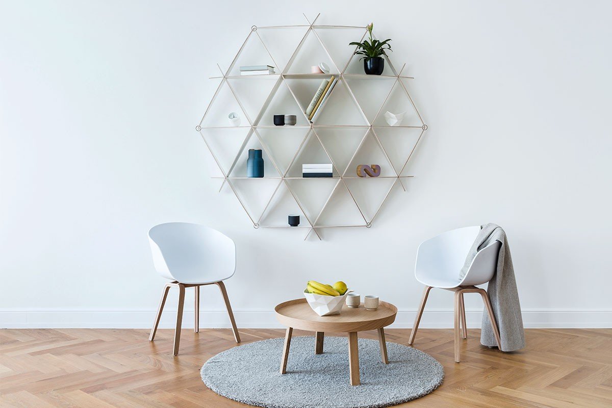 Scandinavian design shelf, laminate, white