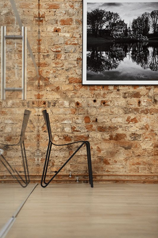 Moderni faneros kėdė iš beržas, juodas beicas