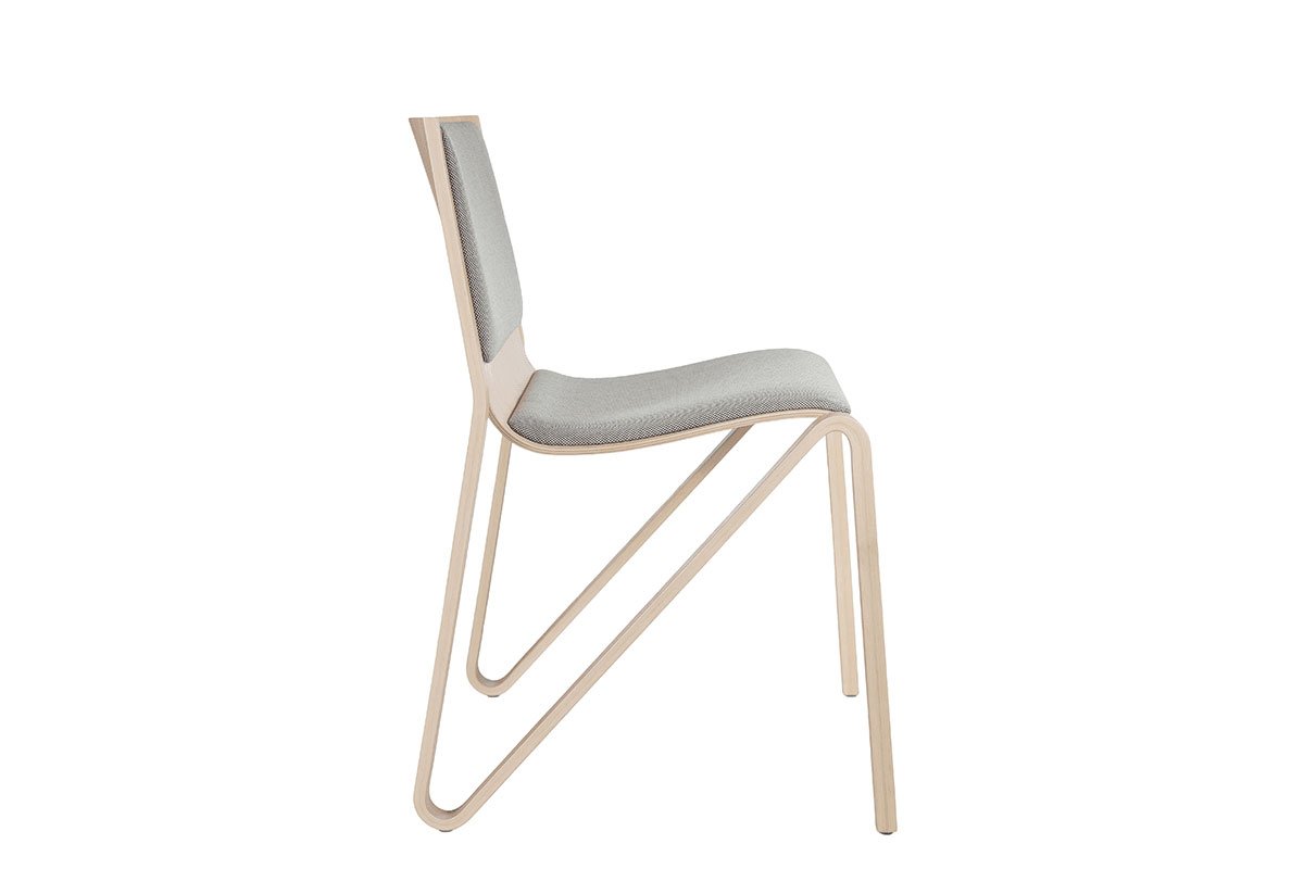 Contemporary plywood chair from the oak with pads, bleached