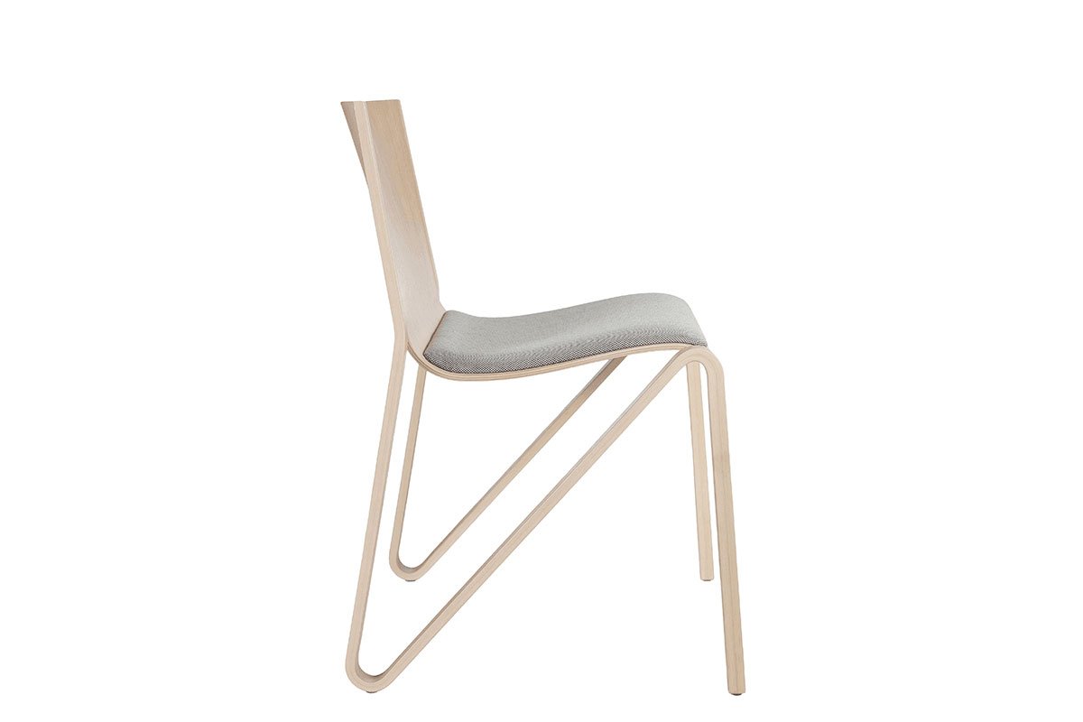 Durable wooden chair from the oak with pads, bleached