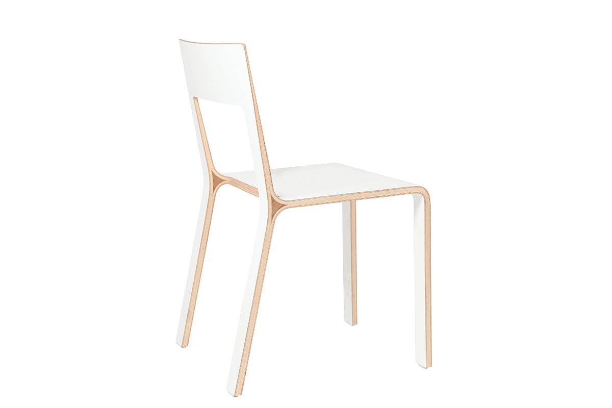 Durable wooden chair, laminate, white