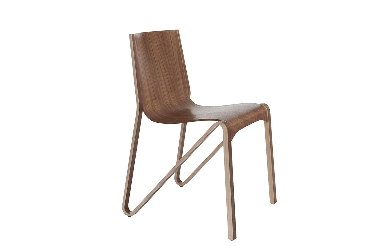 Scandinavian design chair from the walnut, lacquered