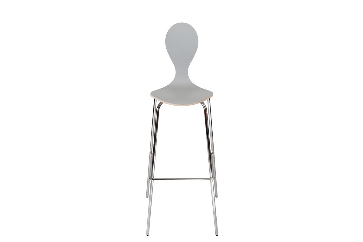 Durable wooden bar stool, laminate, grey