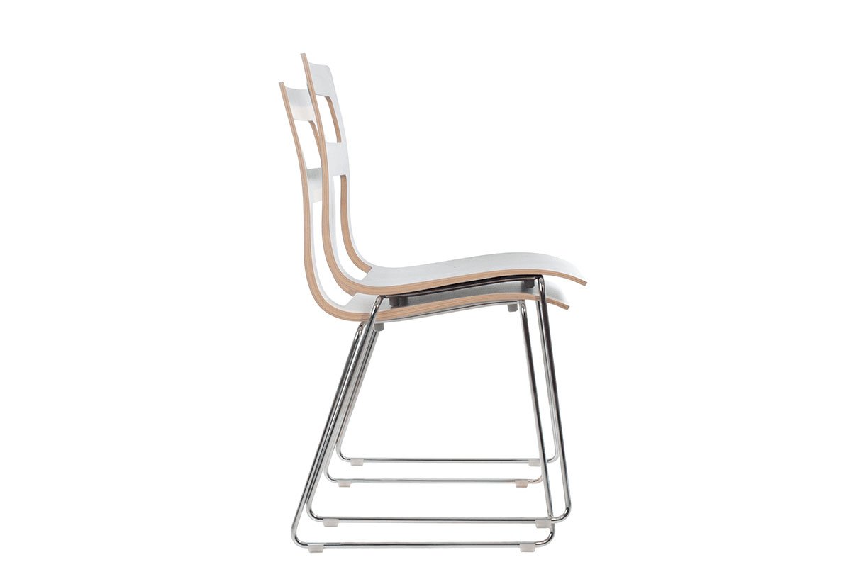 Contemporary plywood chair, laminate, white