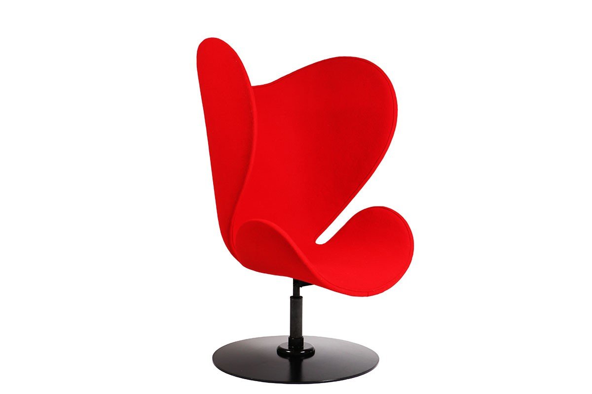 Skandināvu dizaina atpūtas krēsls no bērza ar polsteri, sarkans