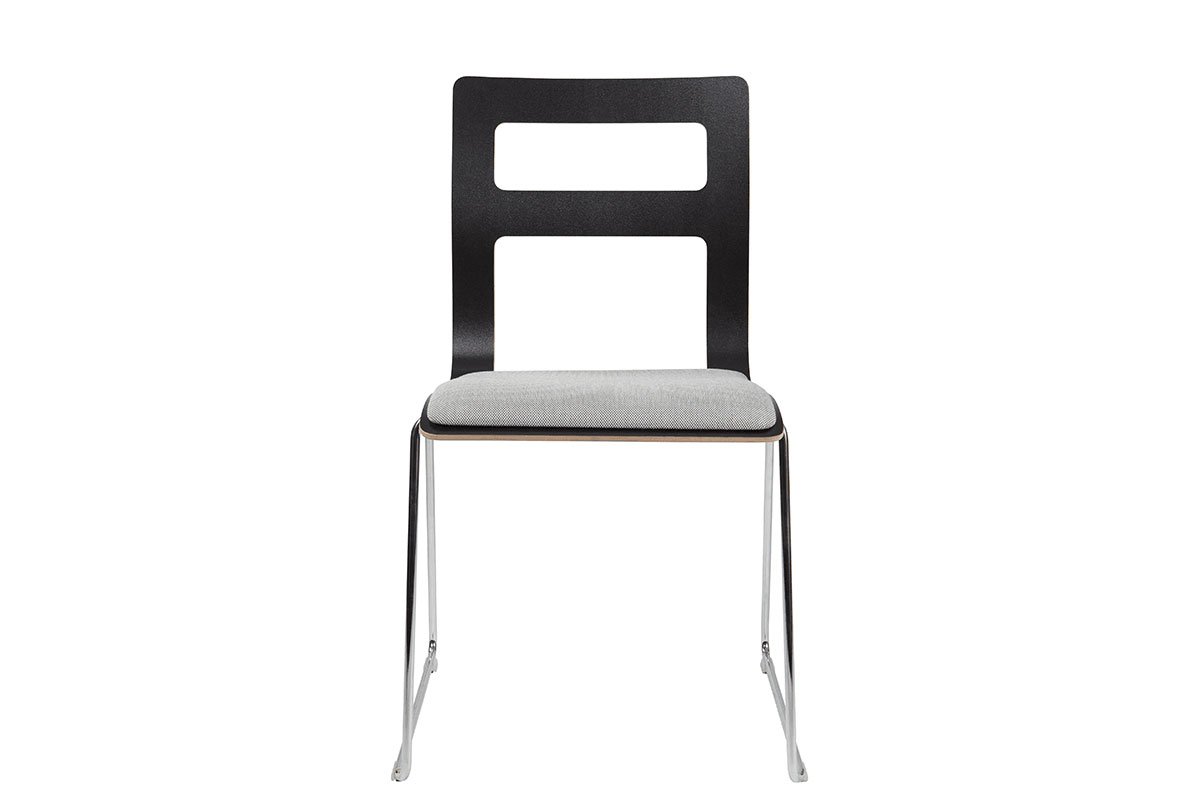 Skandināvu dizaina krēsls ar polsteri, lamināts, melns