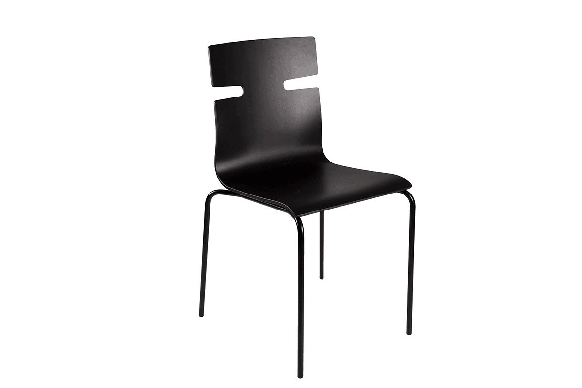 Tvirta medinė kėdė, dažytas juodas