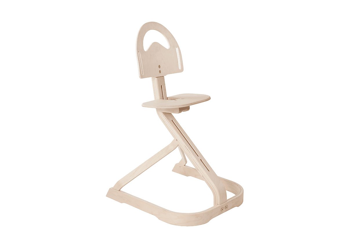 Contemporary plywood high chair from the birch, bleached
