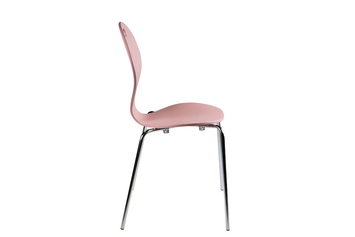 Contemporary plywood chair, painted, pink